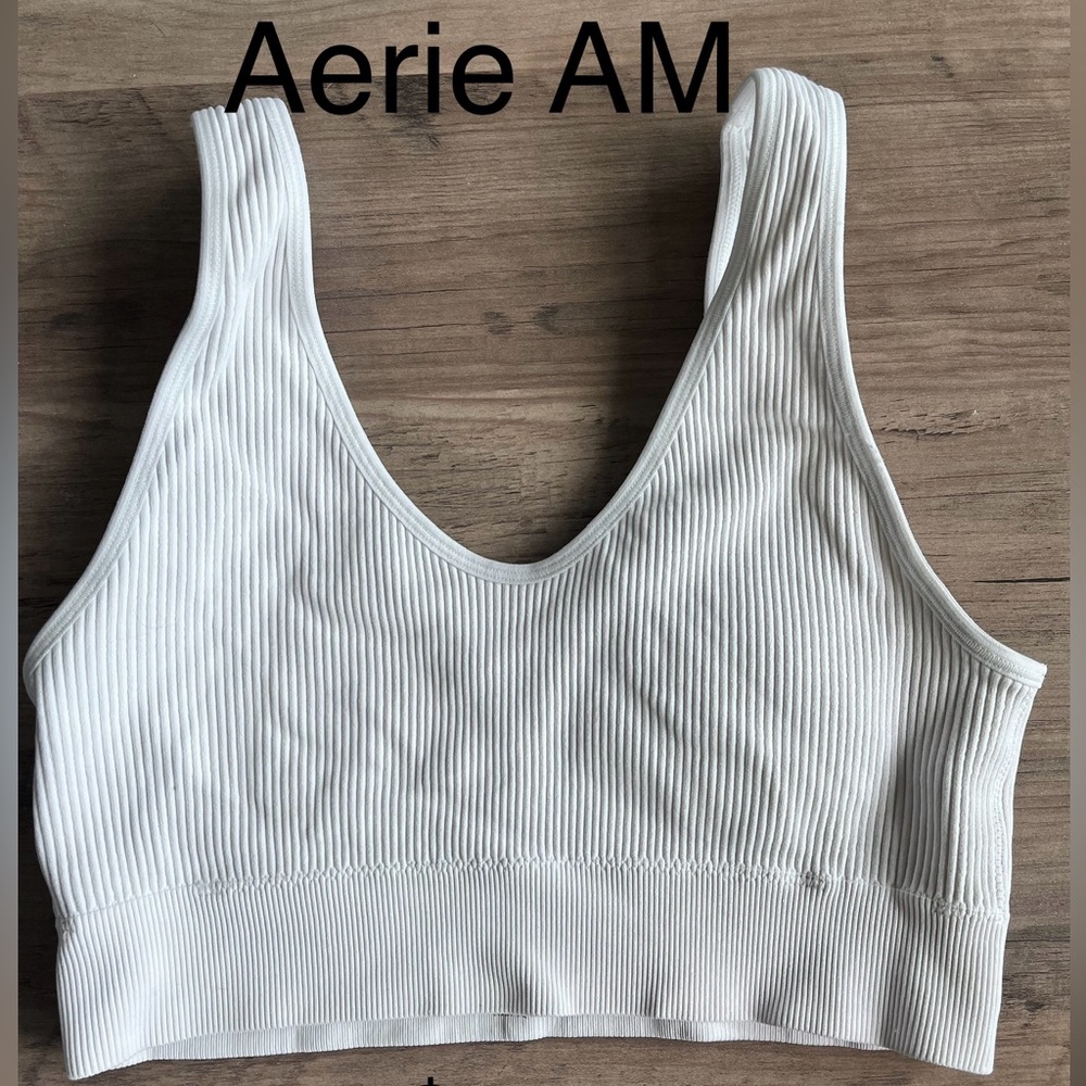 Aerie white ribbed sports bra/ top